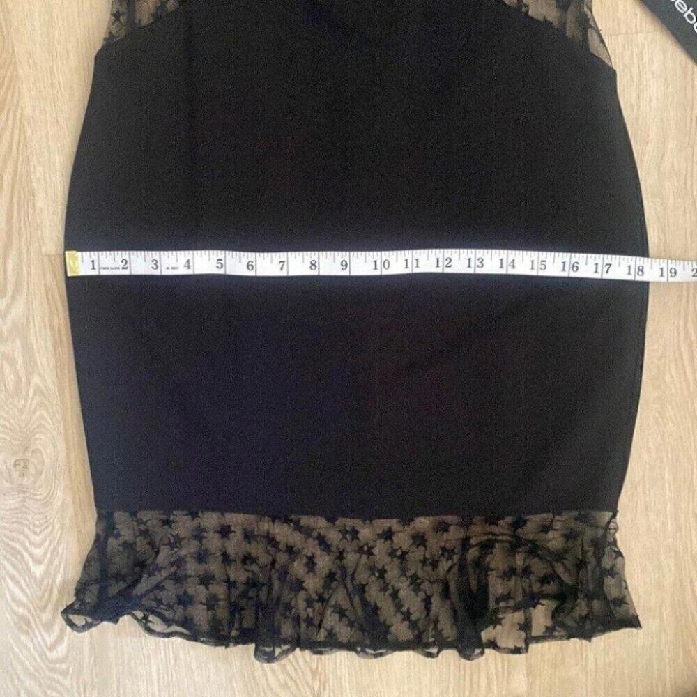 Bebe Black Star Mesh Mini Dress Harness Bodycon Whimsigoth Gothic 8 - Picture 12 of 16